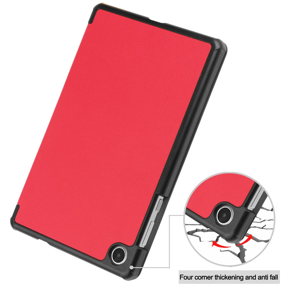 PU Leather Tablet Case for Lenovo Tab M8 (4th Gen) 2024 TB-301XU / M8 (4th Gen) 2023 TB-300FU Tri-Fold Stand Protective Tablet Cover - Red