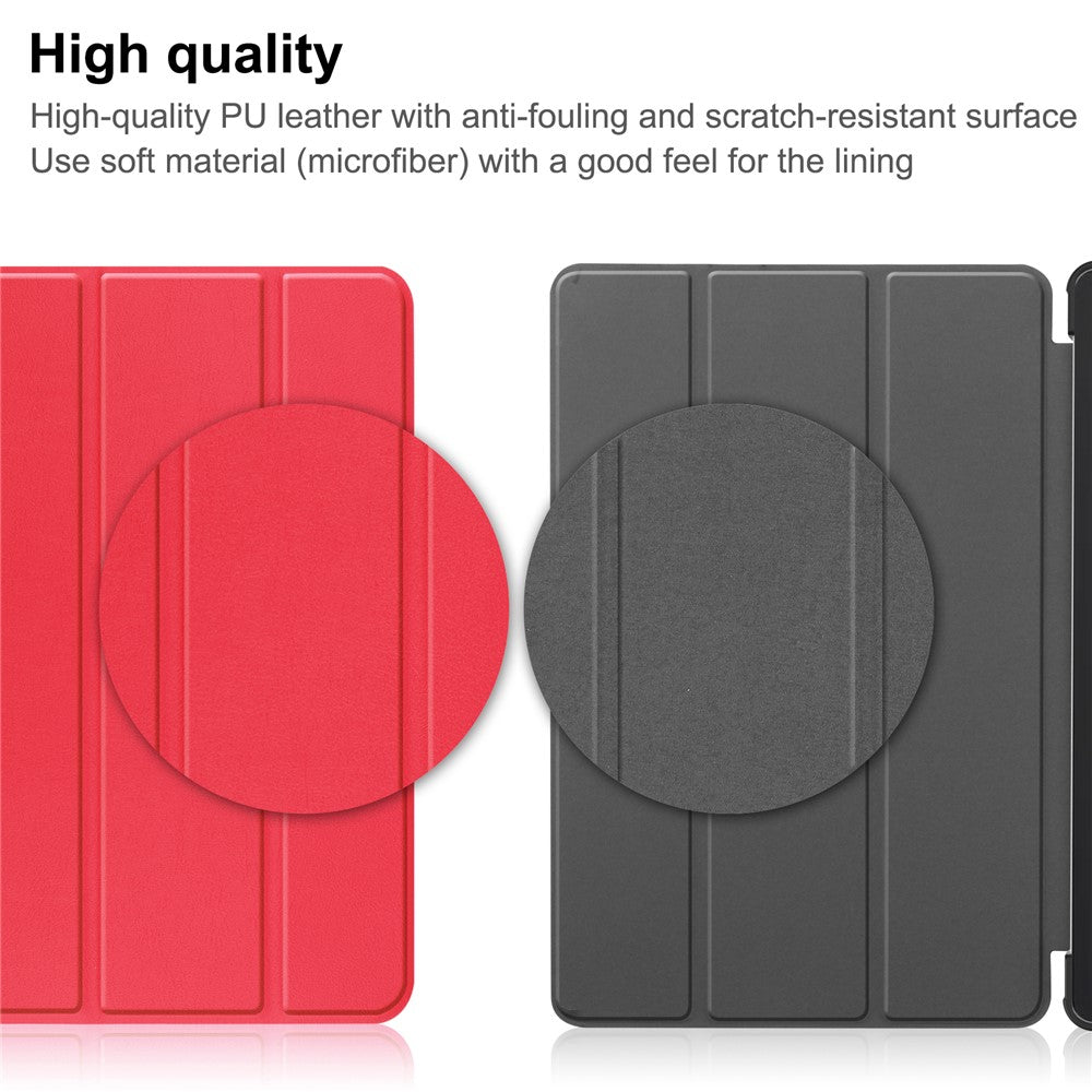 PU Leather Tablet Case for Lenovo Tab M8 (4th Gen) 2024 TB-301XU / M8 (4th Gen) 2023 TB-300FU Tri-Fold Stand Protective Tablet Cover - Red