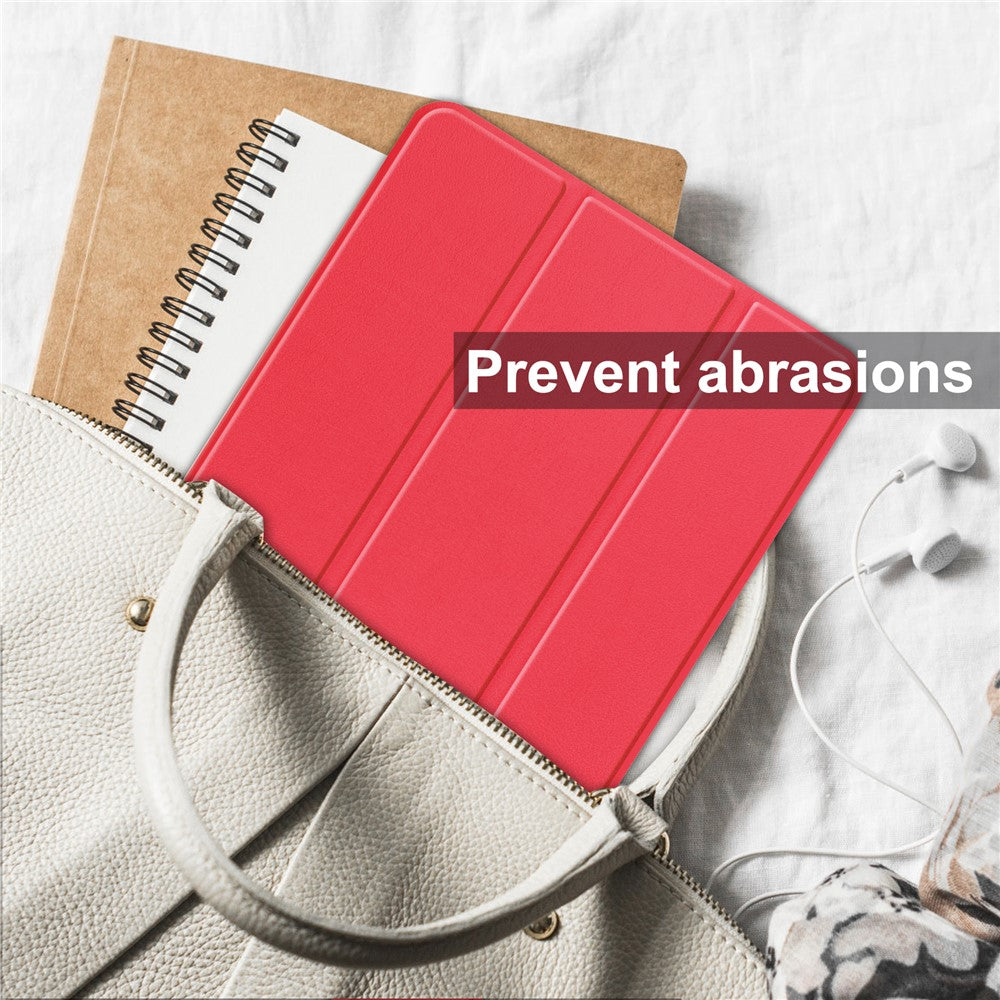PU Leather Tablet Case for Lenovo Tab M8 (4th Gen) 2024 TB-301XU / M8 (4th Gen) 2023 TB-300FU Tri-Fold Stand Protective Tablet Cover - Red