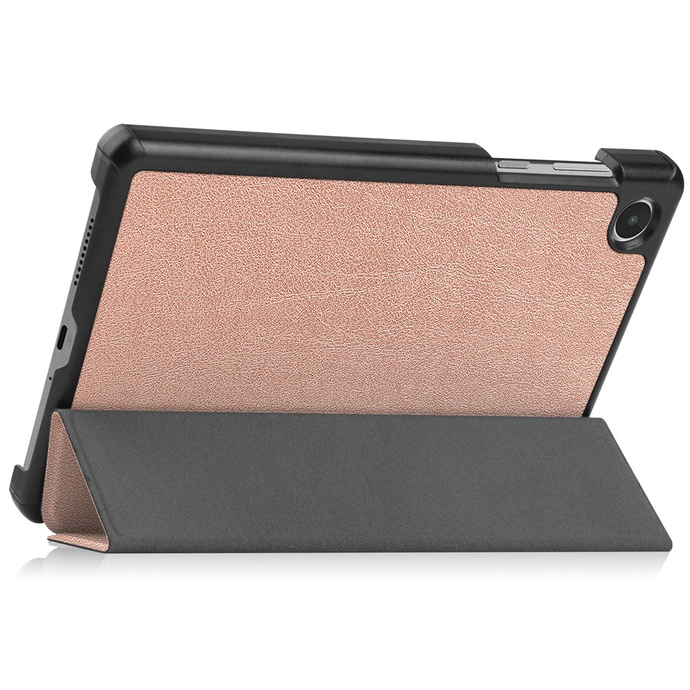 PU Leather Tablet Case for Lenovo Tab M8 (4th Gen) 2024 TB-301XU / M8 (4th Gen) 2023 TB-300FU Tri-Fold Stand Protective Tablet Cover - Rose Gold