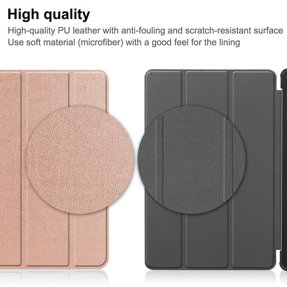 PU Leather Tablet Case for Lenovo Tab M8 (4th Gen) 2024 TB-301XU / M8 (4th Gen) 2023 TB-300FU Tri-Fold Stand Protective Tablet Cover - Rose Gold