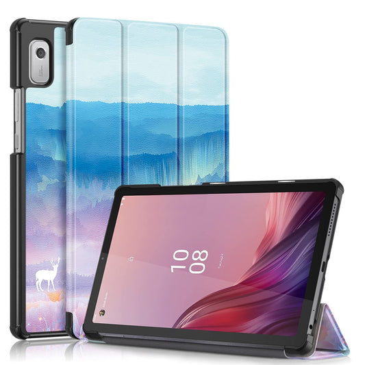 Tablet Leather Case for Lenovo Tab M9 TB-310FU , Tri-fold Stand Pattern Printing Tablet Cover with Auto Wake / Sleep - Fantasy Deer
