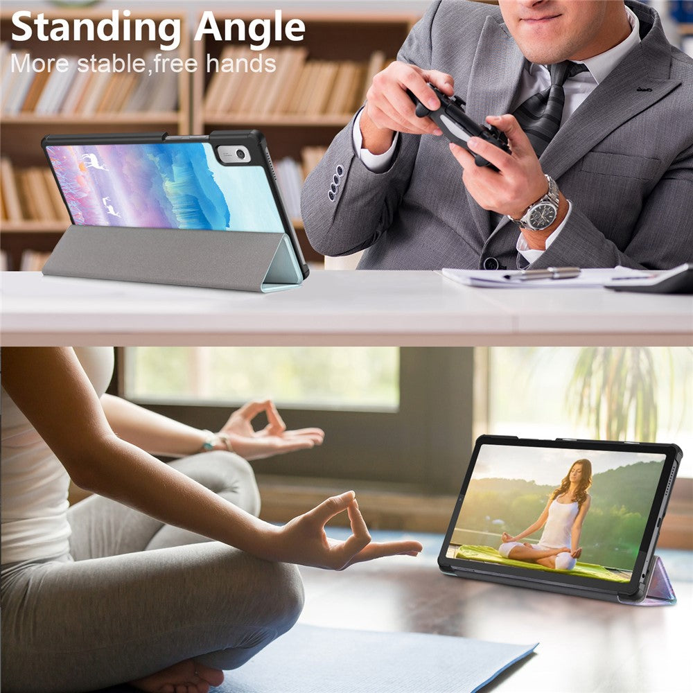 Tablet Leather Case for Lenovo Tab M9 TB-310FU , Tri-fold Stand Pattern Printing Tablet Cover with Auto Wake / Sleep - Fantasy Deer