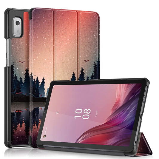 Tablet Leather Case for Lenovo Tab M9 TB-310FU , Tri-fold Stand Pattern Printing Tablet Cover with Auto Wake / Sleep - Nightfall