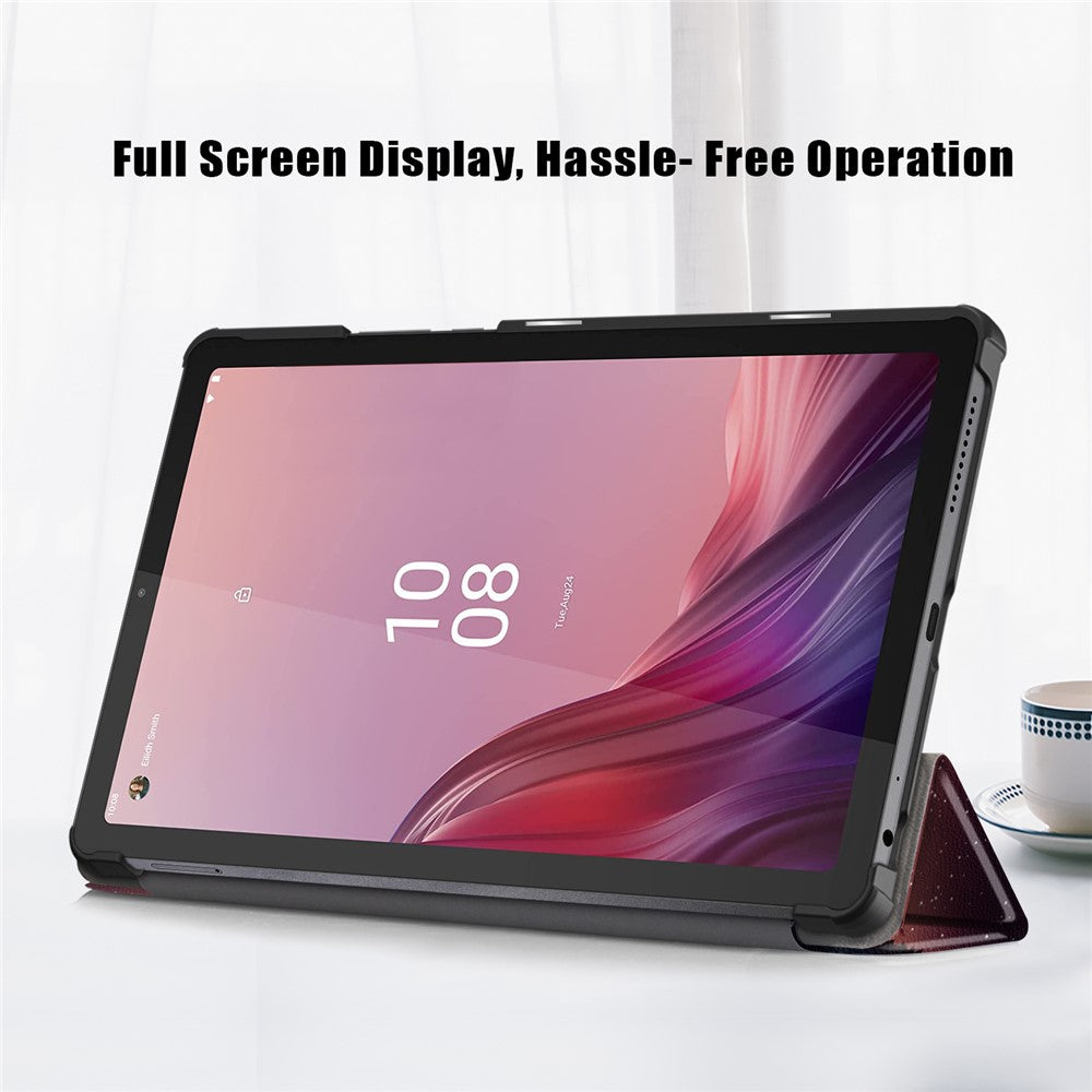 Tablet Leather Case for Lenovo Tab M9 TB-310FU , Tri-fold Stand Pattern Printing Tablet Cover with Auto Wake / Sleep - Nightfall