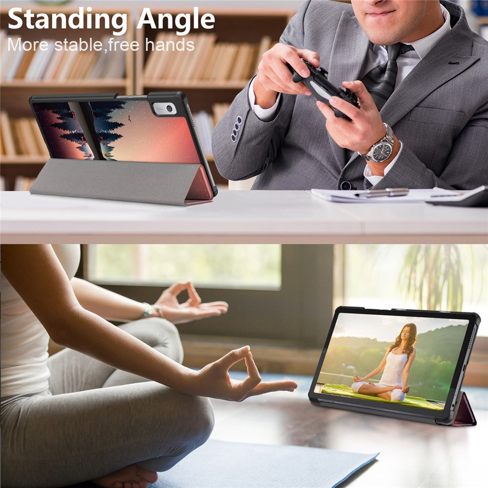 Tablet Leather Case for Lenovo Tab M9 TB-310FU , Tri-fold Stand Pattern Printing Tablet Cover with Auto Wake / Sleep - Nightfall