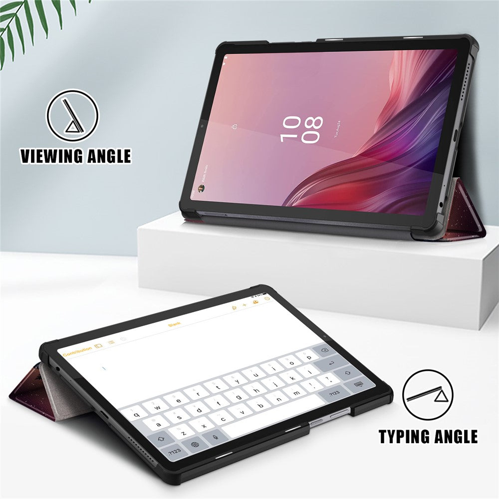 Tablet Leather Case for Lenovo Tab M9 TB-310FU , Tri-fold Stand Pattern Printing Tablet Cover with Auto Wake / Sleep - Nightfall