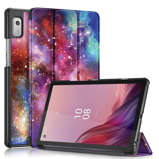 Tablet Leather Case for Lenovo Tab M9 TB-310FU , Tri-fold Stand Pattern Printing Tablet Cover with Auto Wake / Sleep - Galaxy