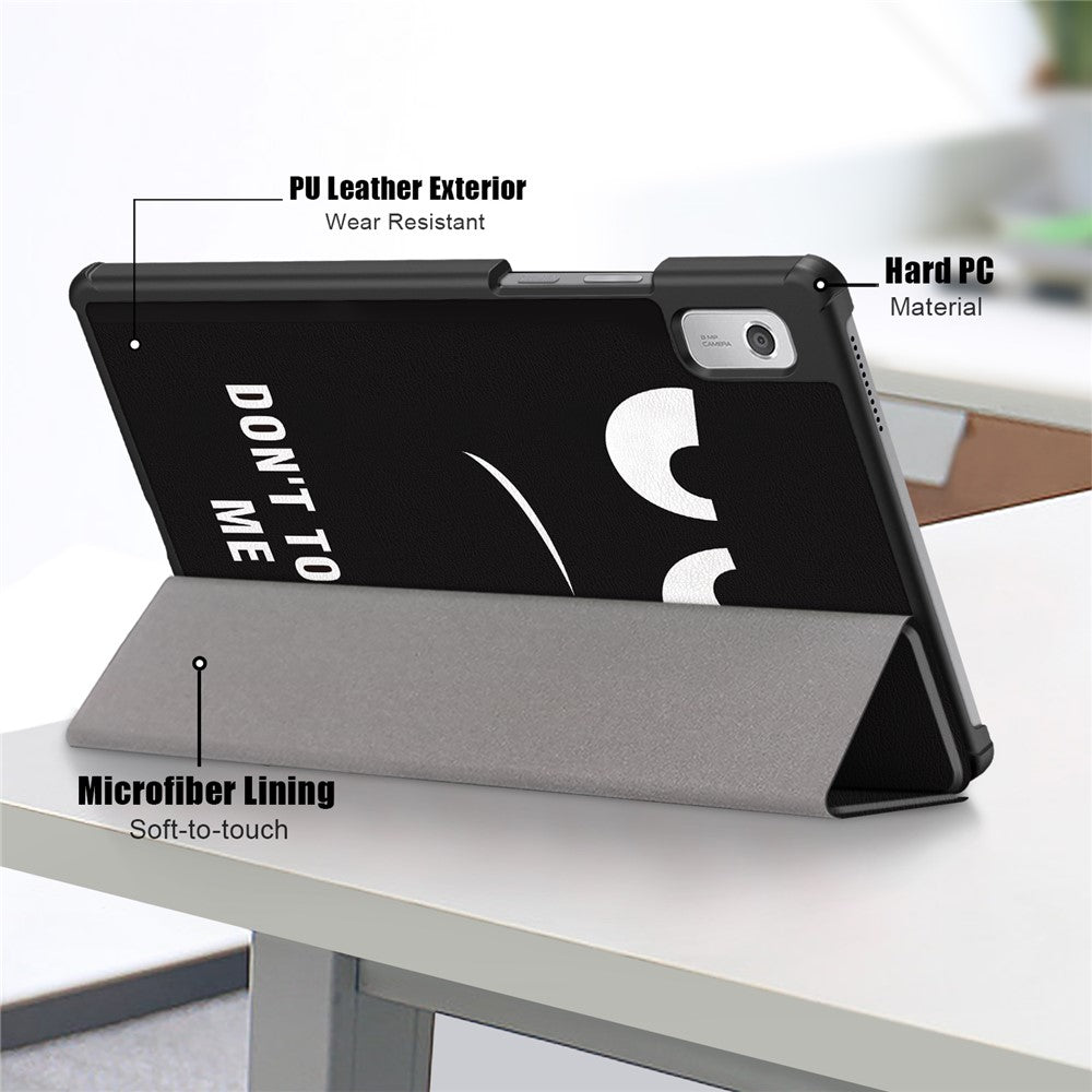 Tablet Leather Case for Lenovo Tab M9 TB-310FU , Tri-fold Stand Pattern Printing Tablet Cover with Auto Wake / Sleep - Don't Touch Me