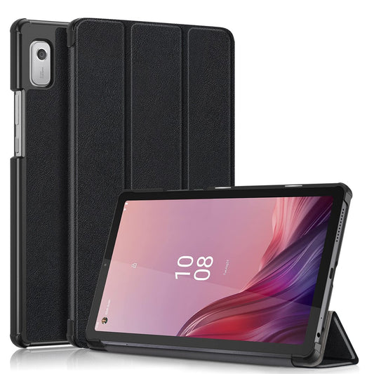 Tri-fold Stand Tablet Case for Lenovo Tab M9 TB-310FU , Auto Wake / Sleep PU Leather Tablet Cover - Black