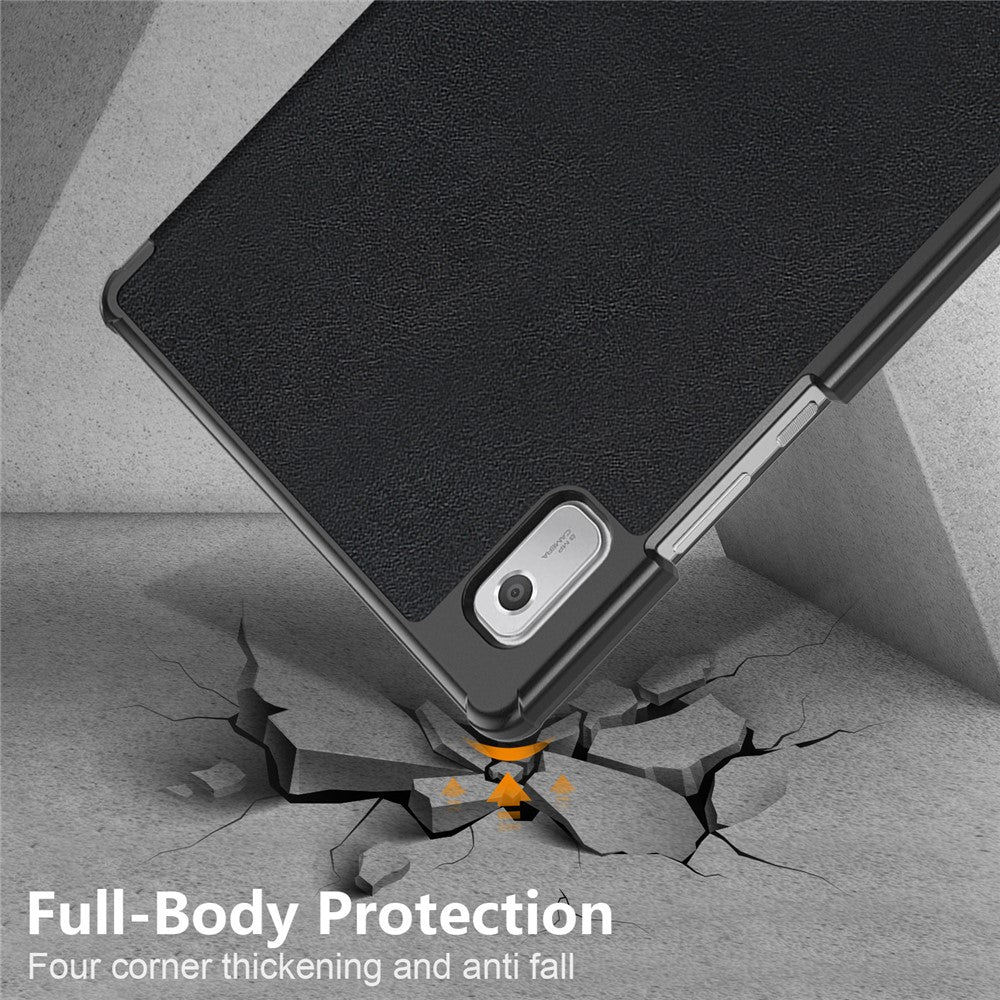 Tri-fold Stand Tablet Case for Lenovo Tab M9 TB-310FU , Auto Wake / Sleep PU Leather Tablet Cover - Black