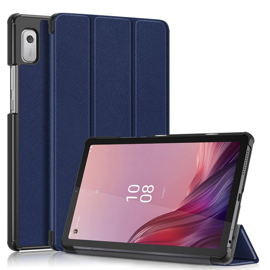 Tri-fold Stand Tablet Case for Lenovo Tab M9 TB-310FU , Auto Wake / Sleep PU Leather Tablet Cover - Dark Blue