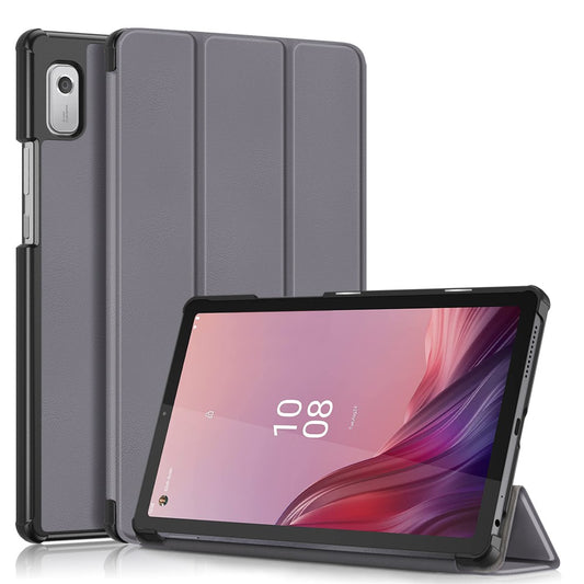 Tri-fold Stand Tablet Case for Lenovo Tab M9 TB-310FU , Auto Wake / Sleep PU Leather Tablet Cover - Grey