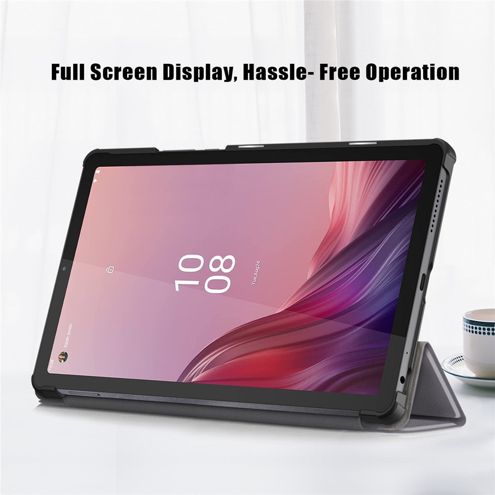 Tri-fold Stand Tablet Case for Lenovo Tab M9 TB-310FU , Auto Wake / Sleep PU Leather Tablet Cover - Grey