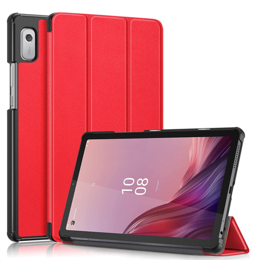 Tri-fold Stand Tablet Case for Lenovo Tab M9 TB-310FU , Auto Wake / Sleep PU Leather Tablet Cover - Red