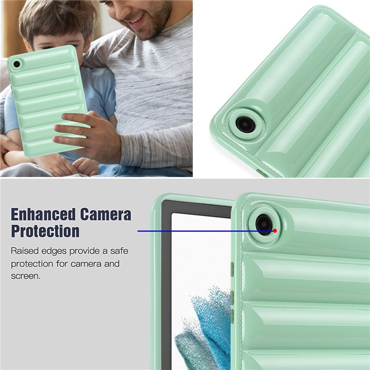 For Samsung Galaxy Tab A8 10.5 (2021) / (2022) Candy Color Shockproof Case Down Jacket Design Anti-scratch TPU Cover - Cyan