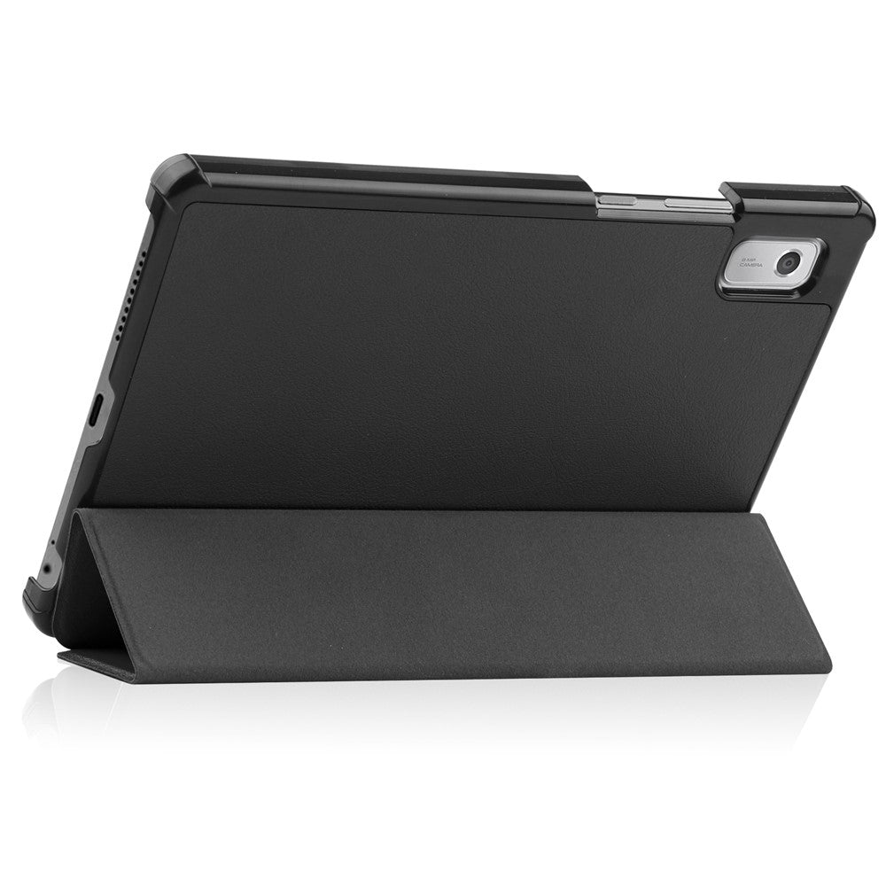 For Lenovo Tab M9 Anti-scratch PU Leather Tablet Case Tri-fold Stand Protective Cover - Black