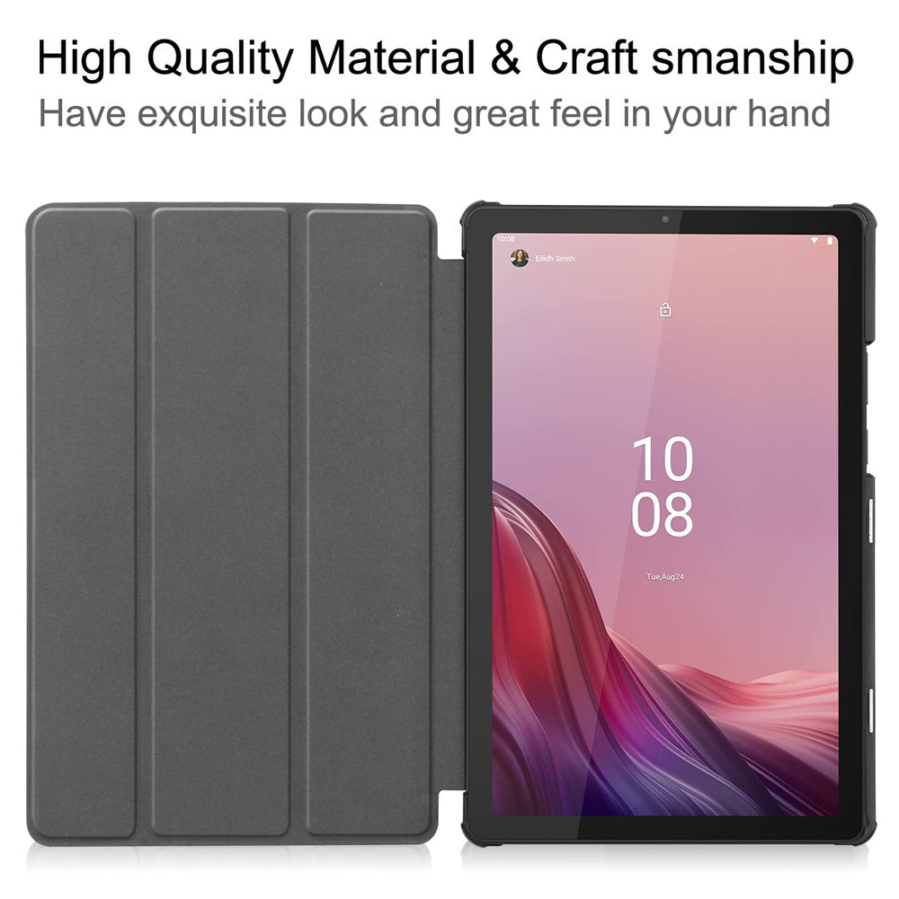 For Lenovo Tab M9 Anti-scratch PU Leather Tablet Case Tri-fold Stand Protective Cover - Blue