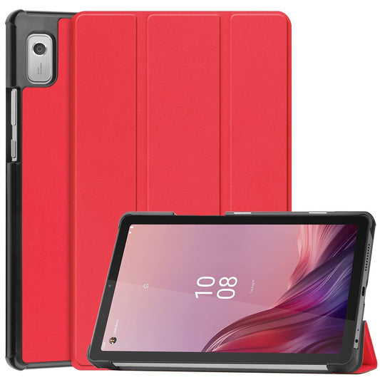 For Lenovo Tab M9 Anti-scratch PU Leather Tablet Case Tri-fold Stand Protective Cover - Red