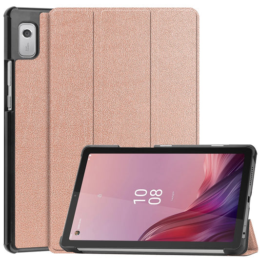 For Lenovo Tab M9 Anti-scratch PU Leather Tablet Case Tri-fold Stand Protective Cover - Rose Gold
