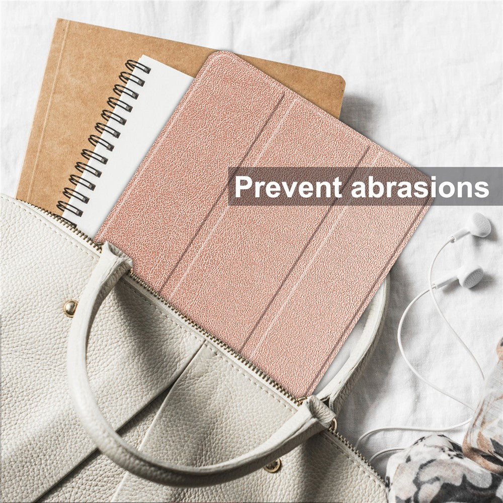For Lenovo Tab M9 Anti-scratch PU Leather Tablet Case Tri-fold Stand Protective Cover - Rose Gold