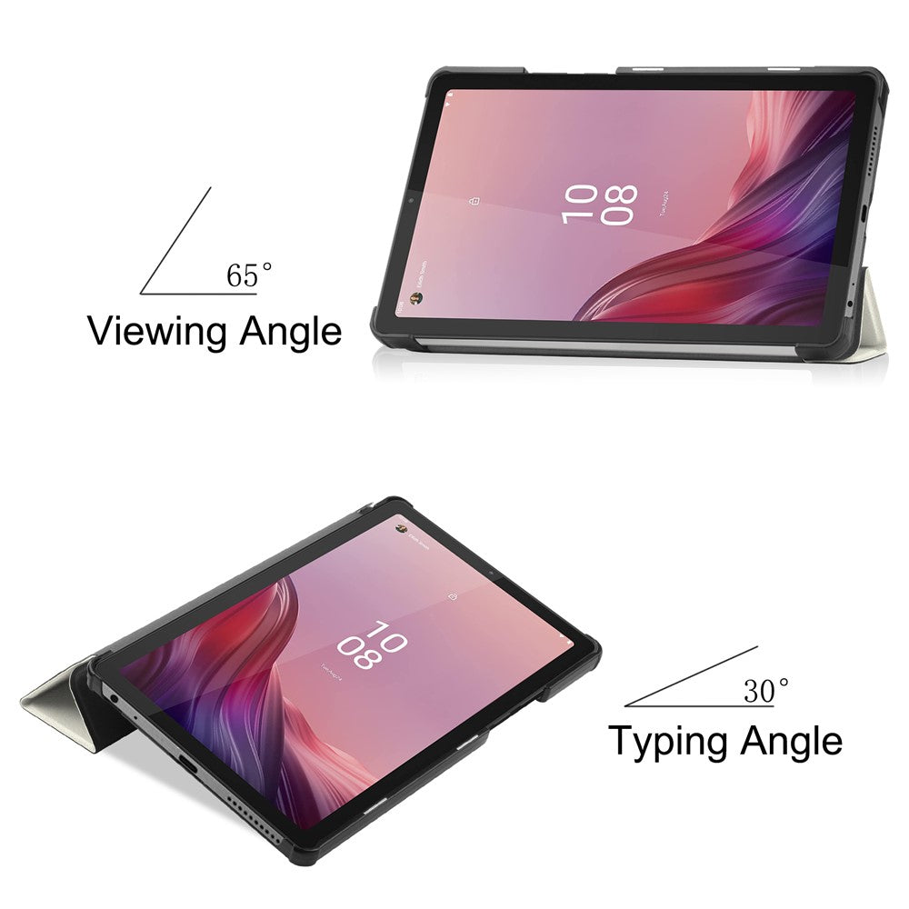 Tri-fold Stand Tablet Case for Lenovo Tab M9 Pattern Printing PU Leather + PC Protective Cover - Cat
