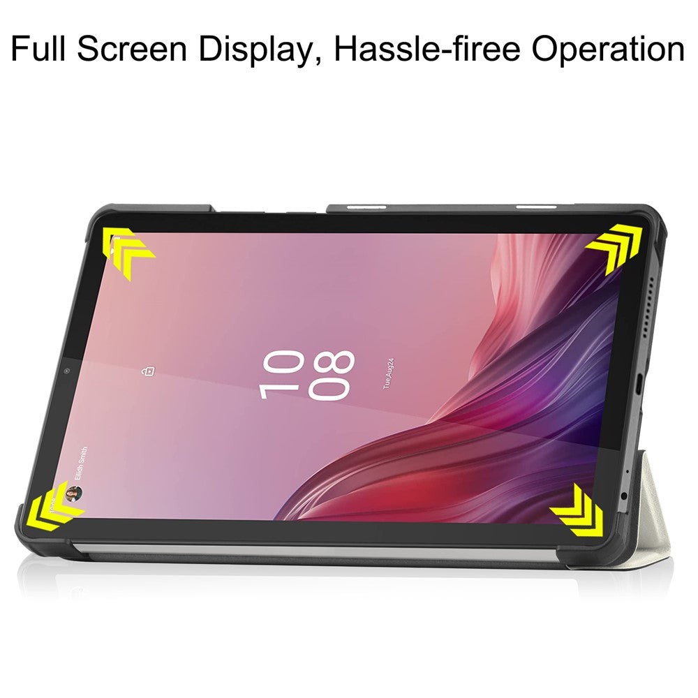 Tri-fold Stand Tablet Case for Lenovo Tab M9 Pattern Printing PU Leather + PC Protective Cover - Cat