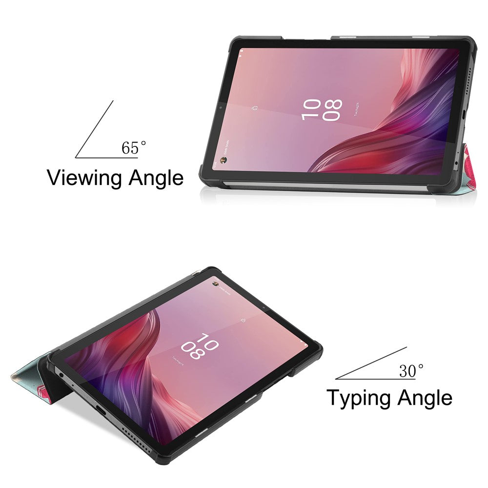 Tri-fold Stand Tablet Case for Lenovo Tab M9 Pattern Printing PU Leather + PC Protective Cover - Horse