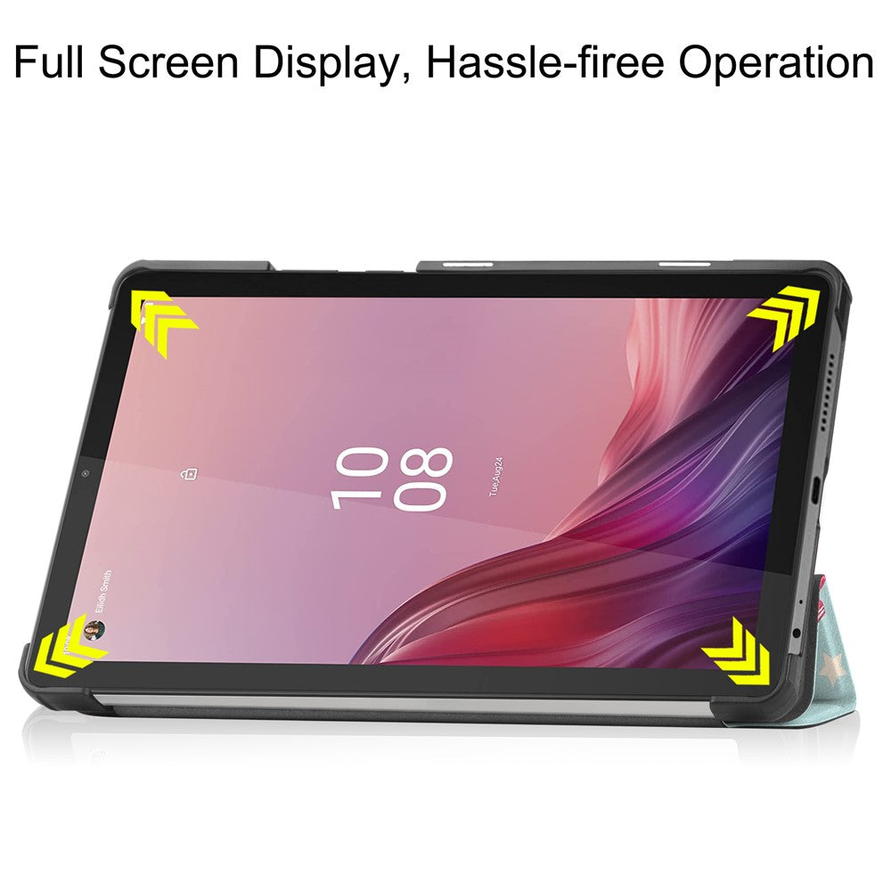 Tri-fold Stand Tablet Case for Lenovo Tab M9 Pattern Printing PU Leather + PC Protective Cover - Horse