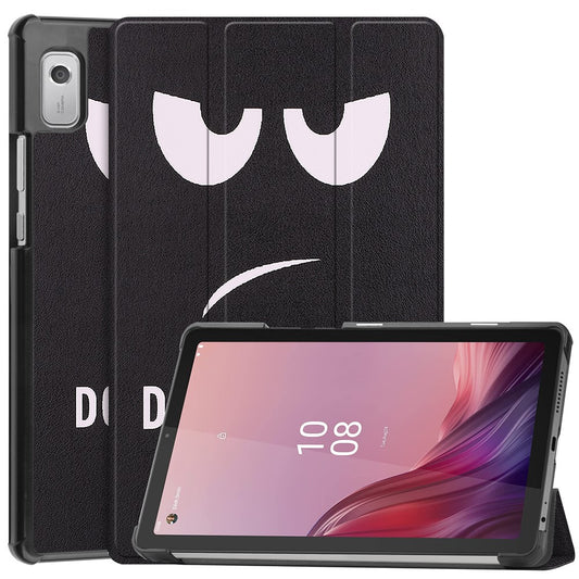 Tri-fold Stand Tablet Case for Lenovo Tab M9 Pattern Printing PU Leather + PC Protective Cover - Don't Touch Me