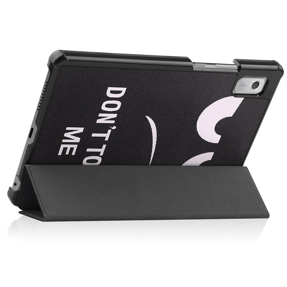 Tri-fold Stand Tablet Case for Lenovo Tab M9 Pattern Printing PU Leather + PC Protective Cover - Don't Touch Me