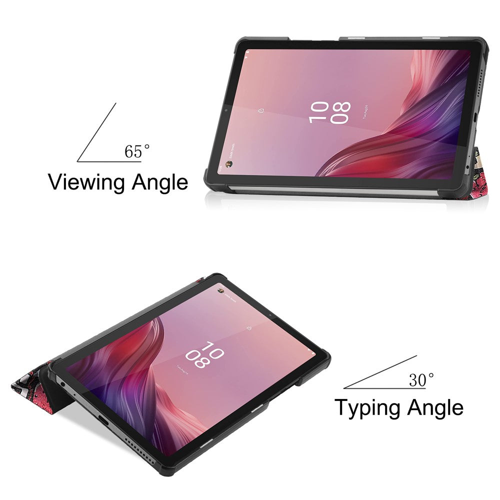 Tri-fold Stand Tablet Case for Lenovo Tab M9 Pattern Printing PU Leather + PC Protective Cover - Graffiti