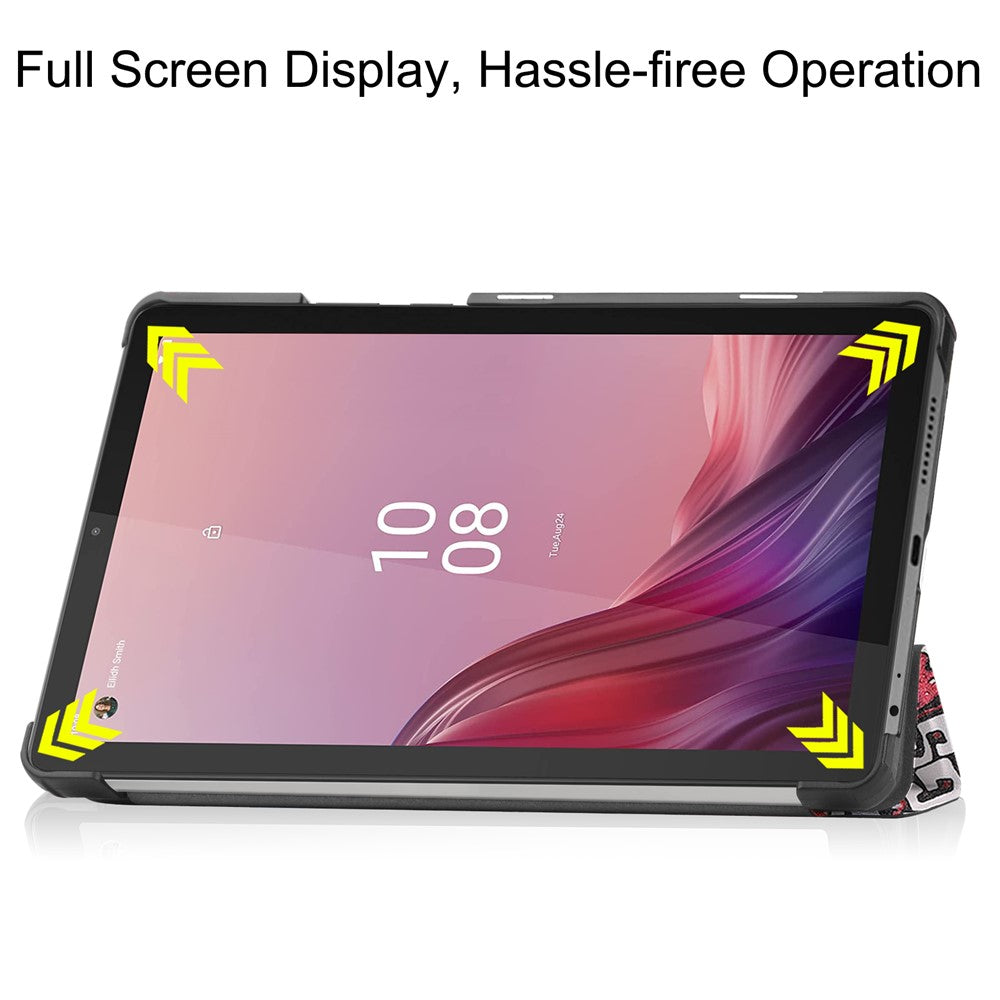 Tri-fold Stand Tablet Case for Lenovo Tab M9 Pattern Printing PU Leather + PC Protective Cover - Graffiti