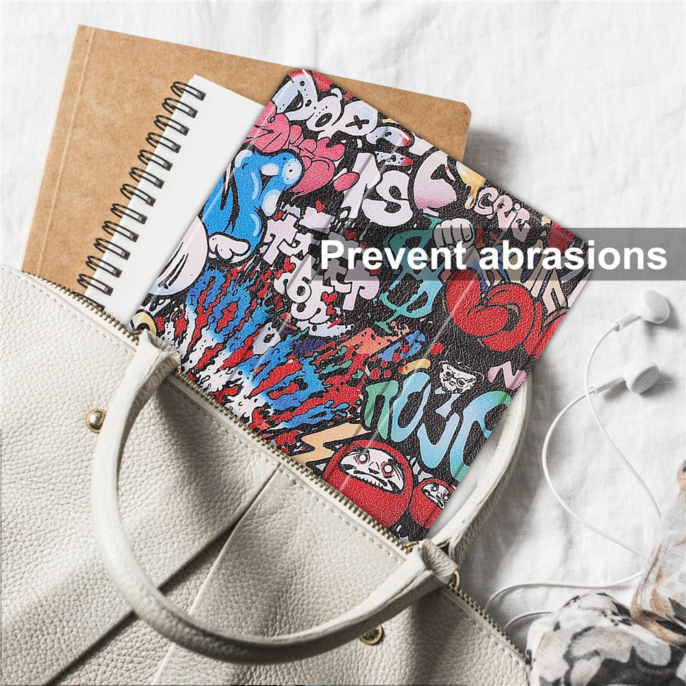Tri-fold Stand Tablet Case for Lenovo Tab M9 Pattern Printing PU Leather + PC Protective Cover - Graffiti