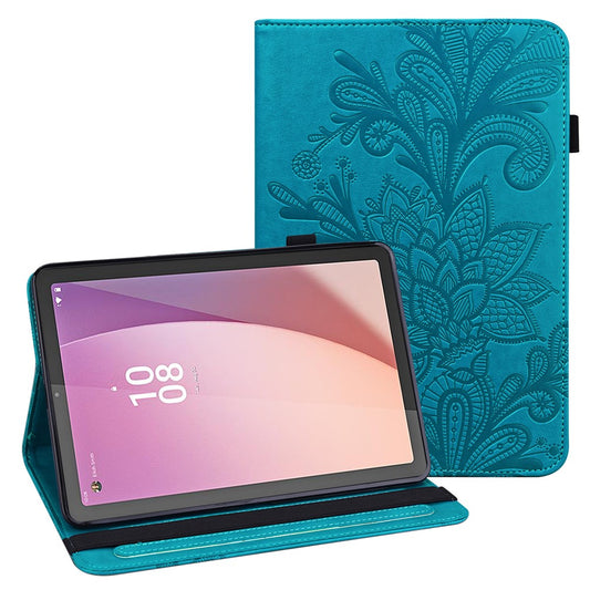 For Lenovo Tab M9 Flower Imprinting Tablet Cover PU Leather Stand Wallet Protective Case - Blue