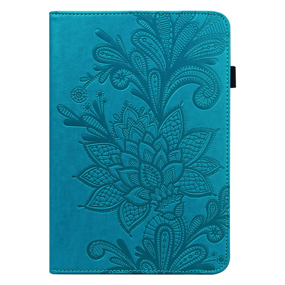 For Lenovo Tab M9 Flower Imprinting Tablet Cover PU Leather Stand Wallet Protective Case - Blue
