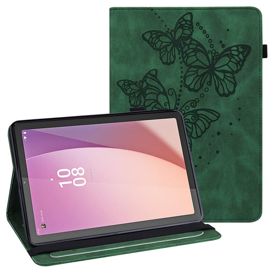 For Lenovo Tab M9 PU Leather Butterfly Imprinted Tablet Stand Cover Card Holder Shockproof Case - Green