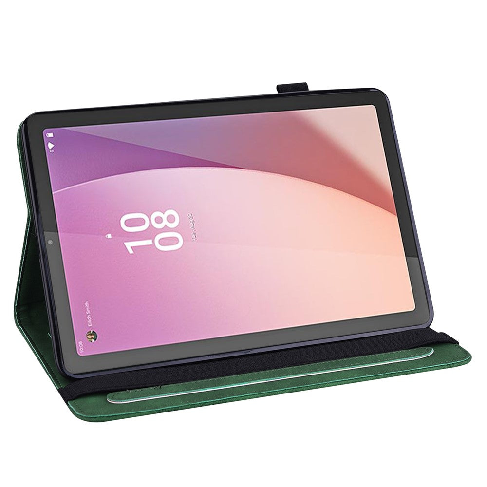 For Lenovo Tab M9 PU Leather Butterfly Imprinted Tablet Stand Cover Card Holder Shockproof Case - Green