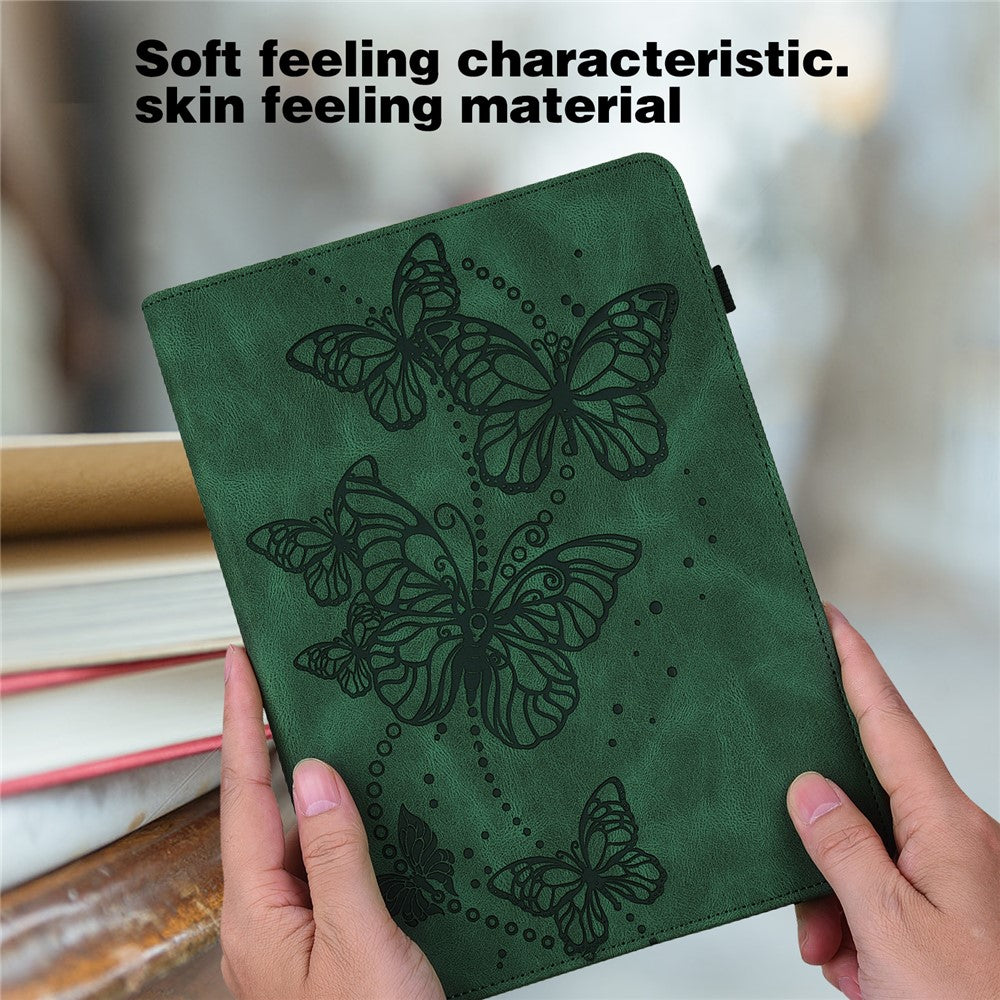 For Lenovo Tab P11 Pro Gen 2 PU Leather Tablet Stand Cover Butterfly Imprinted Card Holder Drop-proof Case - Green