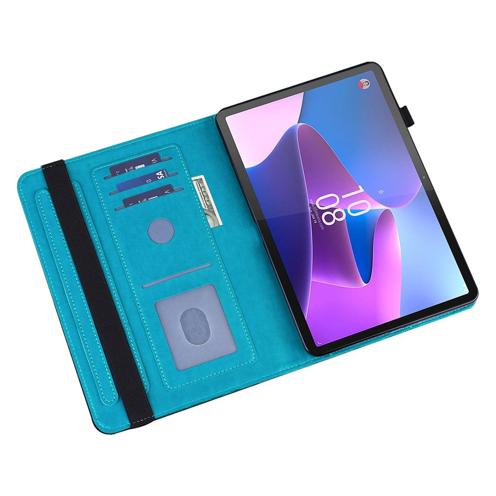 For Lenovo Tab P11 Pro Gen 2 PU Leather Tablet Stand Cover Butterfly Imprinted Card Holder Drop-proof Case - Blue