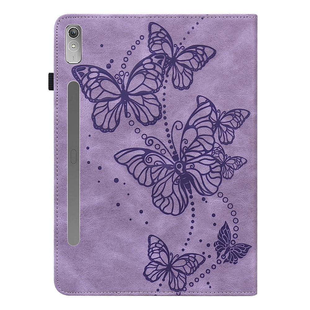 For Lenovo Tab P11 Pro Gen 2 PU Leather Tablet Stand Cover Butterfly Imprinted Card Holder Drop-proof Case - Purple