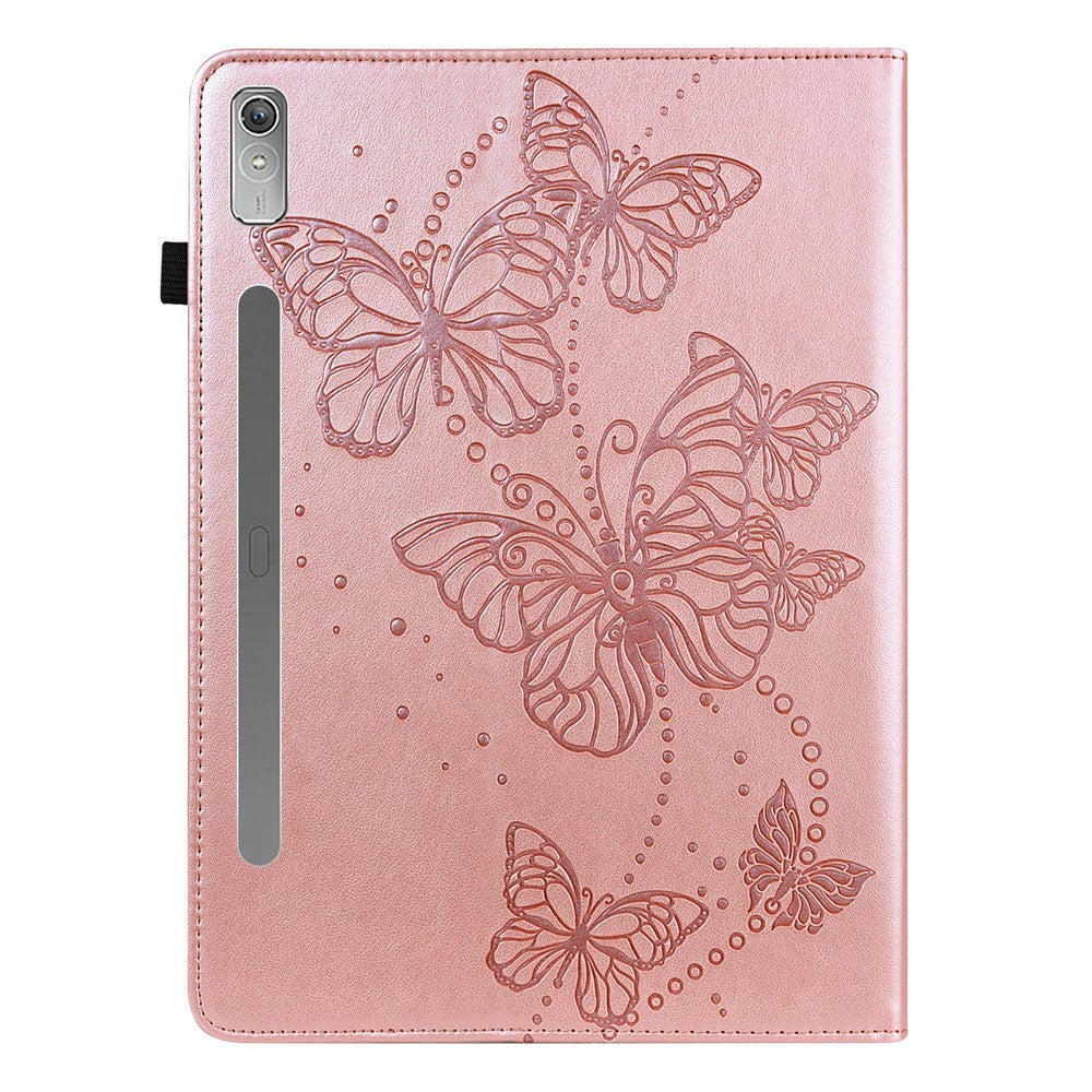 For Lenovo Tab P11 Pro Gen 2 PU Leather Tablet Stand Cover Butterfly Imprinted Card Holder Drop-proof Case - Rose Gold