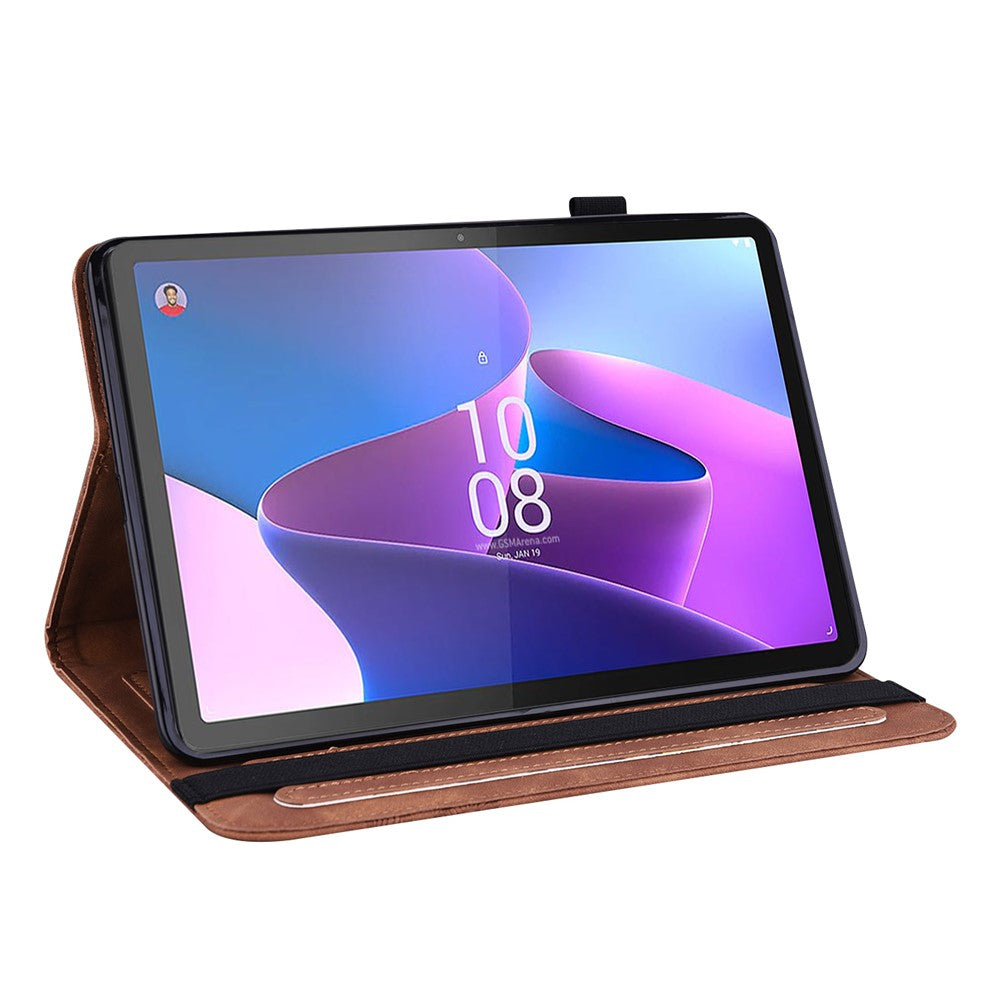 For Lenovo Tab P11 Gen 2 Butterfly Imprinted PU Leather Tablet Stand Cover Drop-proof Case with Card Slots - Brown