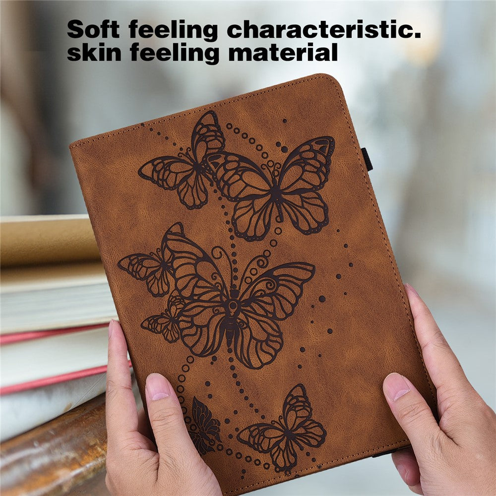 For Lenovo Tab P11 Gen 2 Butterfly Imprinted PU Leather Tablet Stand Cover Drop-proof Case with Card Slots - Brown