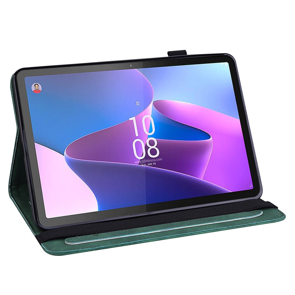 For Lenovo Tab P11 Pro Gen 2 Flower Imprinting PU Leather Tablet Case Drop-proof Wallet Stand Cover - Green
