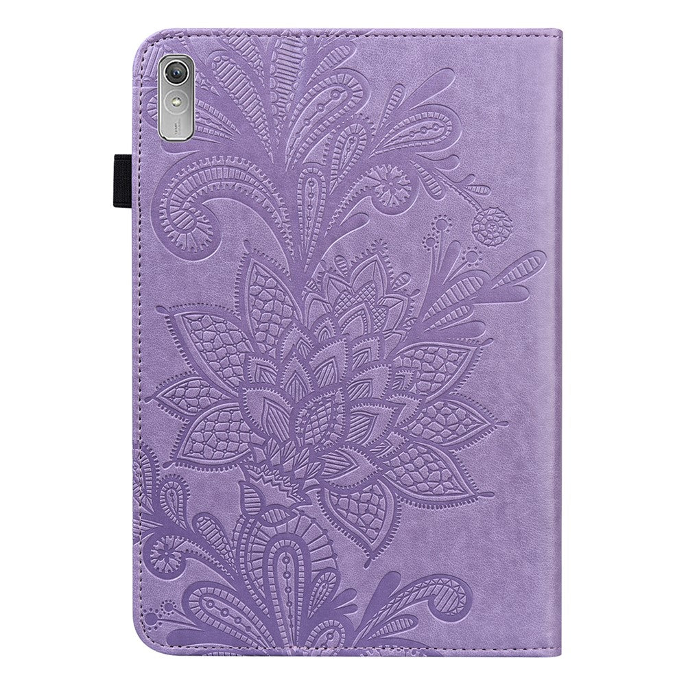 For Lenovo Tab P11 Gen 2 Flower Imprinting Drop-proof Tablet Cover PU Leather Wallet Case with Stand - Purple