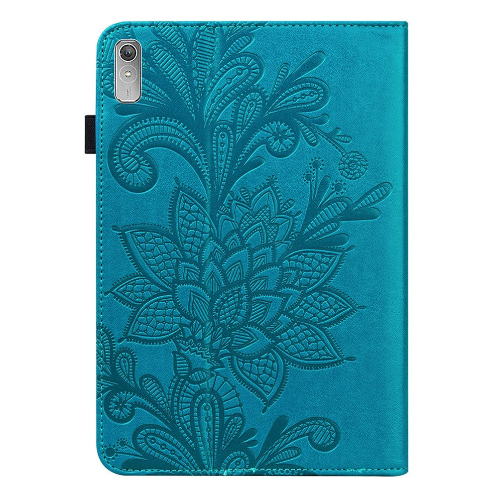 For Lenovo Tab P11 Gen 2 Flower Imprinting Drop-proof Tablet Cover PU Leather Wallet Case with Stand - Blue