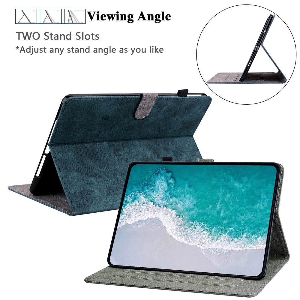 For Lenovo Tab P11 Gen 2 PU Leather Case Cute Tiger Pattern Stand Tablet Protective Sleeve Smart Cover - Dark Blue