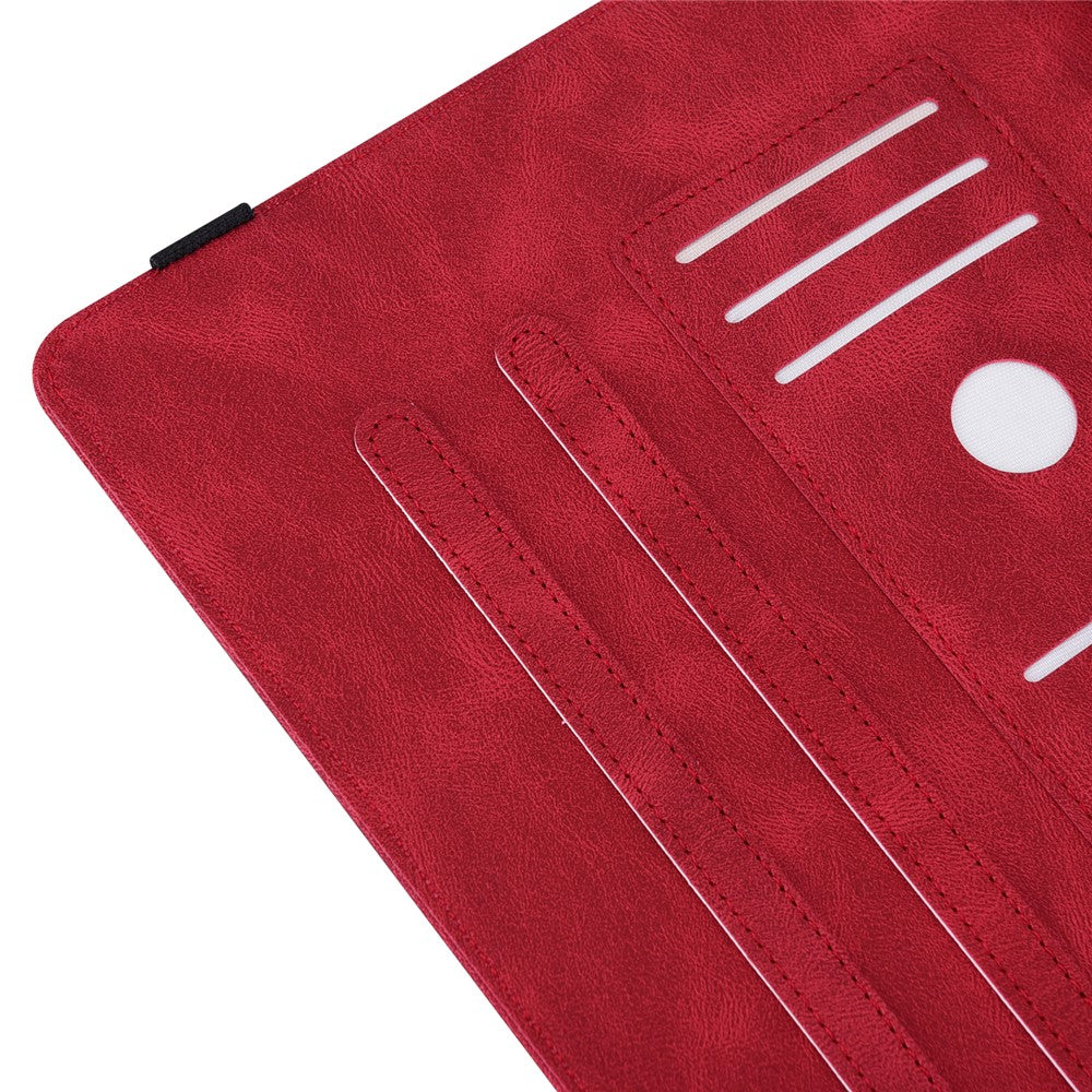 For Lenovo Tab P11 Gen 2 Shockproof Case Butterfly Flower Imprinted Leather Cover with Card Slot - Red