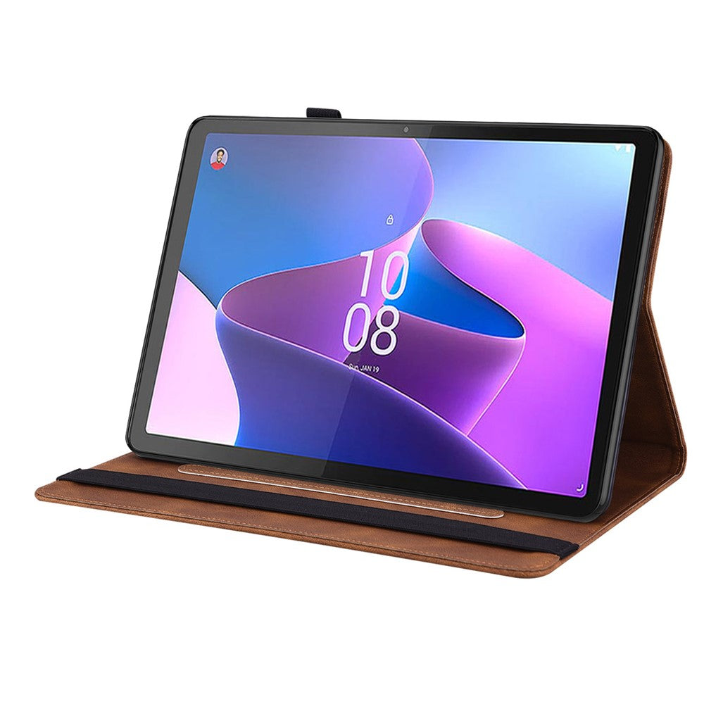 For Lenovo Tab P11 Gen 2 Shockproof Case Butterfly Flower Imprinted Leather Cover with Card Slot - Brown